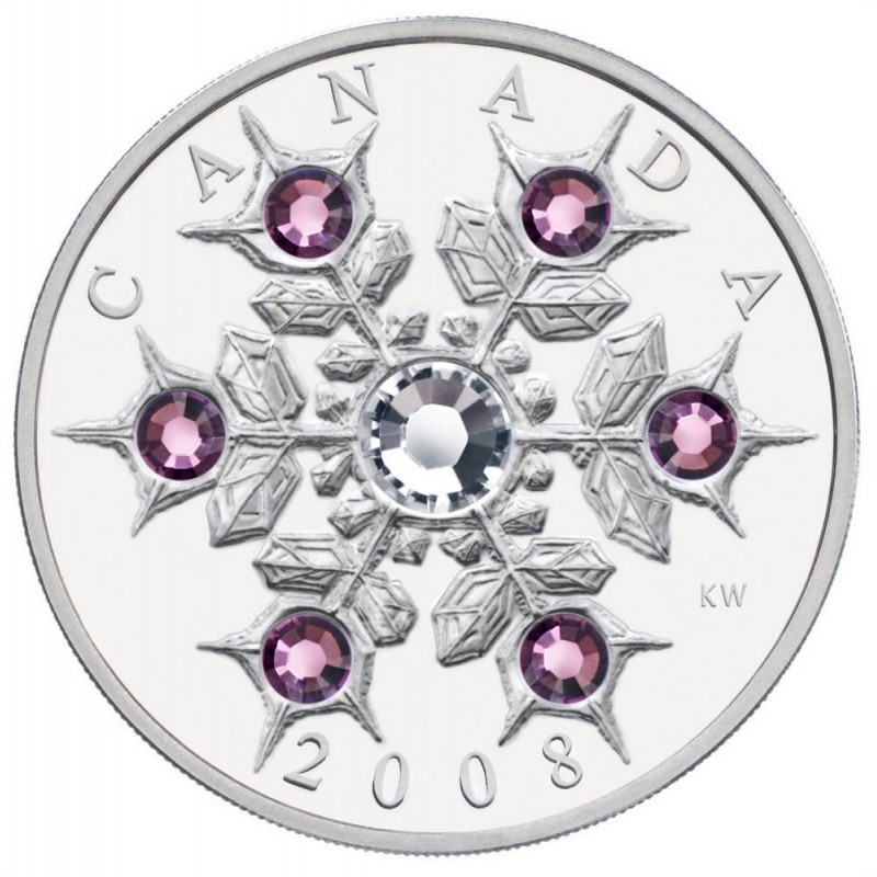 何でも揃う $20 Canadian 2008 Amethyst Fine oz 1 Snowflake Crystal コレクション